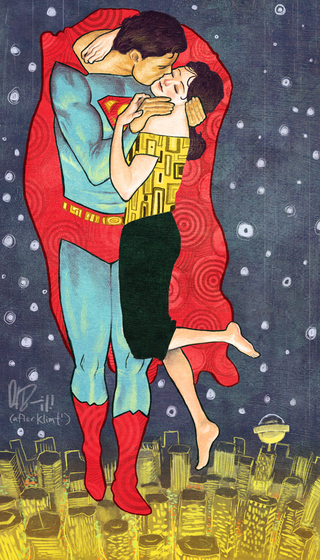 Illustration for article titled Superman and Lois Lane reenact Klimt's "The Kiss"
